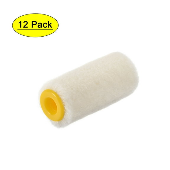Uxcell 2'' Mini Wool Brush Paint Roller Cover for Household Wall Painting Treatment White 12 Pack