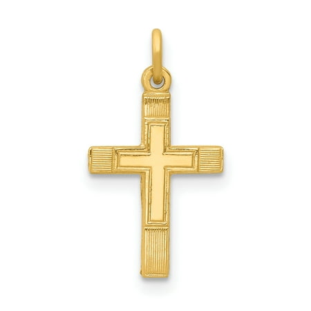 - 14k Yellow Gold Small Cross Religious Pendant Charm Necklace Latin For Women