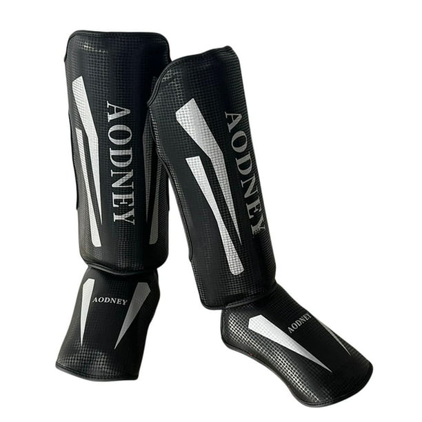 Espinilleras de kickboxing, protección para espinillas, equipo de boxeo, protectores de piernas y pies, empeine de espinilla M negro