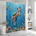 thumbnail image 5 of Shower Curtain Diving Giraffe Bathroom Curtains with Hooks, Waterproof Fabric Funny Animal Fish Coral Ocean Seafloor Bath Shower Curtains Set for Bathroom Bathtubs Decor 72x72 Inch, 5 of 9