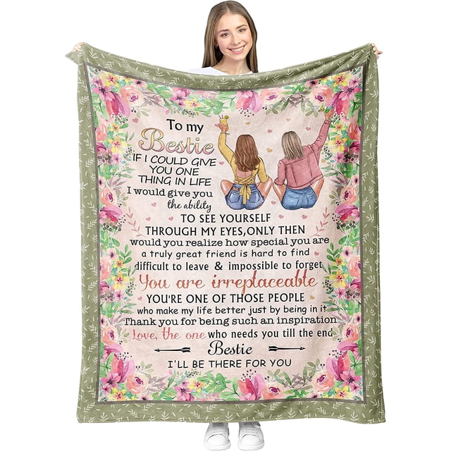 LHSHID Bestie Gifts to My Bestie Blanket Birthday Gifts for Women Bestie Sister Teen Girls Long Distance Friendship Gift Christmas or Valentines Gift for Her Throw Blankets 40x50in