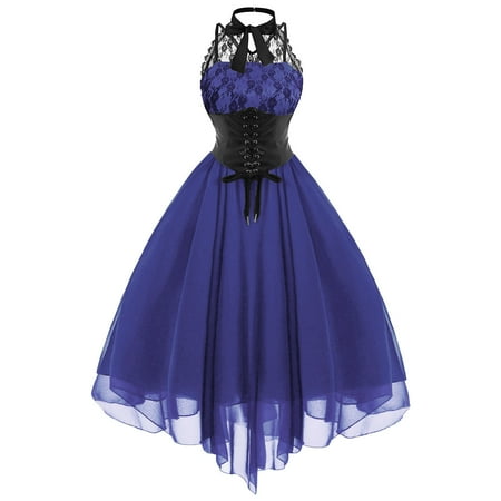 

Women s Goth Corset Dress Lace Halter Emo Sleeveless Gothic Dresses SteamPunk Gothic Vampire Witch Costume for Women