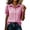 Pink, variant on Women's Gingham Check Collared Button Down Puff Short Sleeve with Pocket Casual Shirts for Women Summer Everyday & Office Wear
