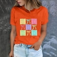 thumbnail image 2 of Plebaso T-Shirts de Pâques pour Femmes Manches Courtes Imprimés Graphiques Hauts Été Décontractés Amples, 2 of 6