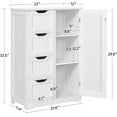 thumbnail image 3 of Wooden Floor Cabinet, Side Storage Organizer with 4 Drawers and 1 Cupboard,  White, 3 of 9