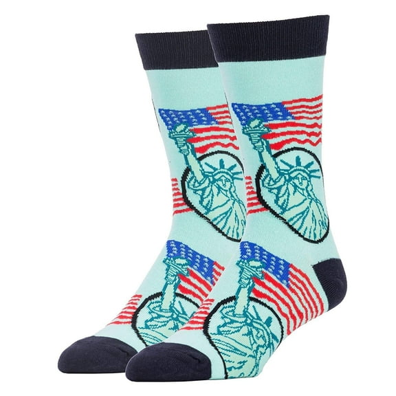 Oooh Yeah! Socks, Men's Cotton Crew Sock (Lady Liberty)