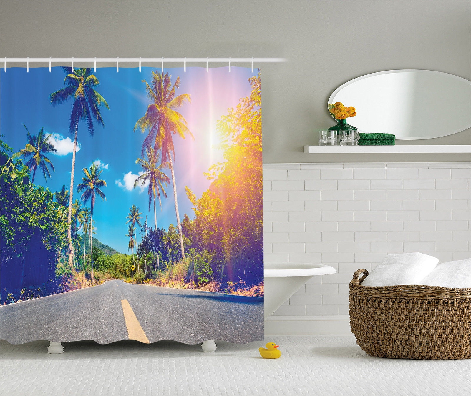 Details about   Abstract Tropical Paradise Palm Tree Waterproof Polyester Shower Curtain Set 72" 