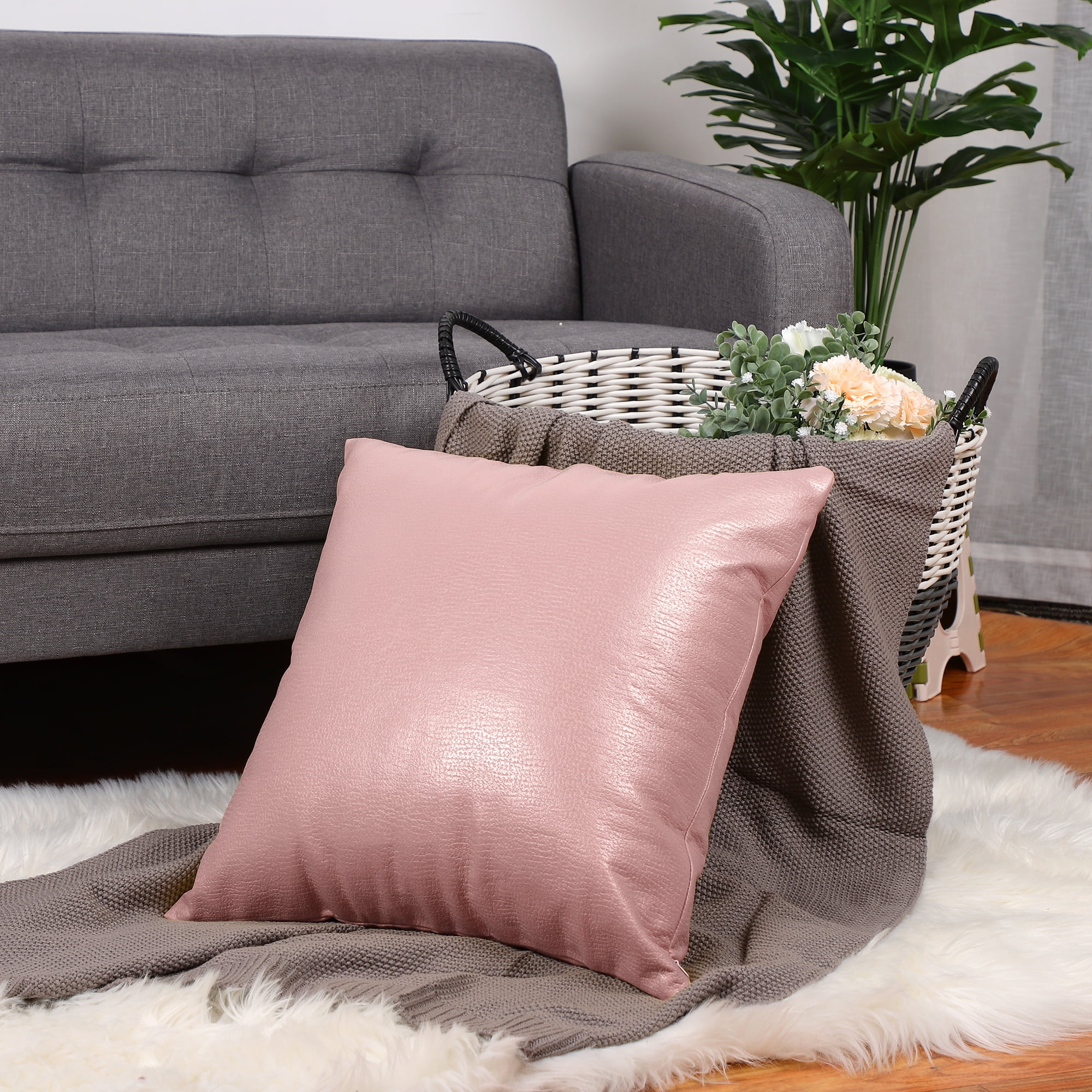 Throw Cushion Covers, Brown Faux Leather Couch Cushion Covers