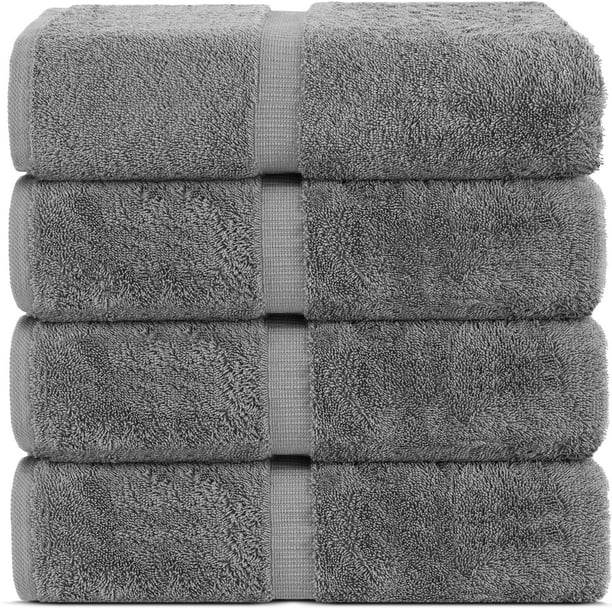 Towels Chakir Turkish Linens 100% algodón, 4 toallas de baño, color gris