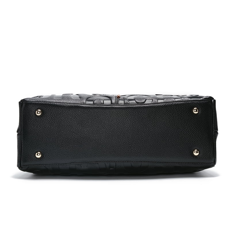 High-quality genuine leather alphabet stripe contrast handbag/tote for women, large capacity storage bag/purse
