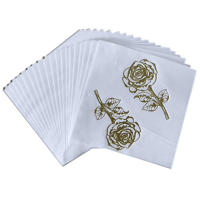 Wedding Cocktail Napkins Gold Foil,Dessert Disposable Beverage Paper Napkins for Wedding Shower