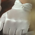 thumbnail image 4 of Yesbay 1 Pair Retro Satin Bride Gloves Faux Pearls Decor Pleated Cuffs Solid Color Vintage Wedding Gloves, 4 of 6