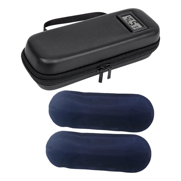 Bolsa térmica médica, bolsa de transporte con 2 paquetes de hielo, bolsa de viaje, bolsillo para nevera con Fahrenheit