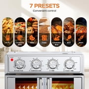 PlumChef 26QT Large capacity French Double-Door Air Fryer Convection Toaster Oven, 1700W,7 Preset Menus,7-in-1 Multi-Function for Bake, Roast, Grill, Toast, Dehydrate Defrost, Stainless Steel