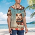 thumbnail image 3 of Honeii Hot Air Balloon Guinea Pig Print Men’s Hawaiian Shirt,Classic Button-Down Short Sleeve Shirt, for Beach, Vacation, and Outdoor Activities,Large, 3 of 7