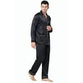 thumbnail image 4 of LONXU Men's Pajamas Long Sleeve Silk Satin Luxury Drawstring Nightwear Sets S - XXXXL, 4 of 4