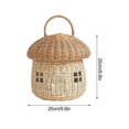 thumbnail image 2 of Mushroom Design Storage Basket with Lid, Handwoven Natural Rattan Organizer for Kids Toys Nursery Decor, 2 of 3