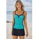 thumbnail image 3 of ABPHQTO Tankini fruncido en negro menta y traje de baño con falda para mujer, 3 of 5