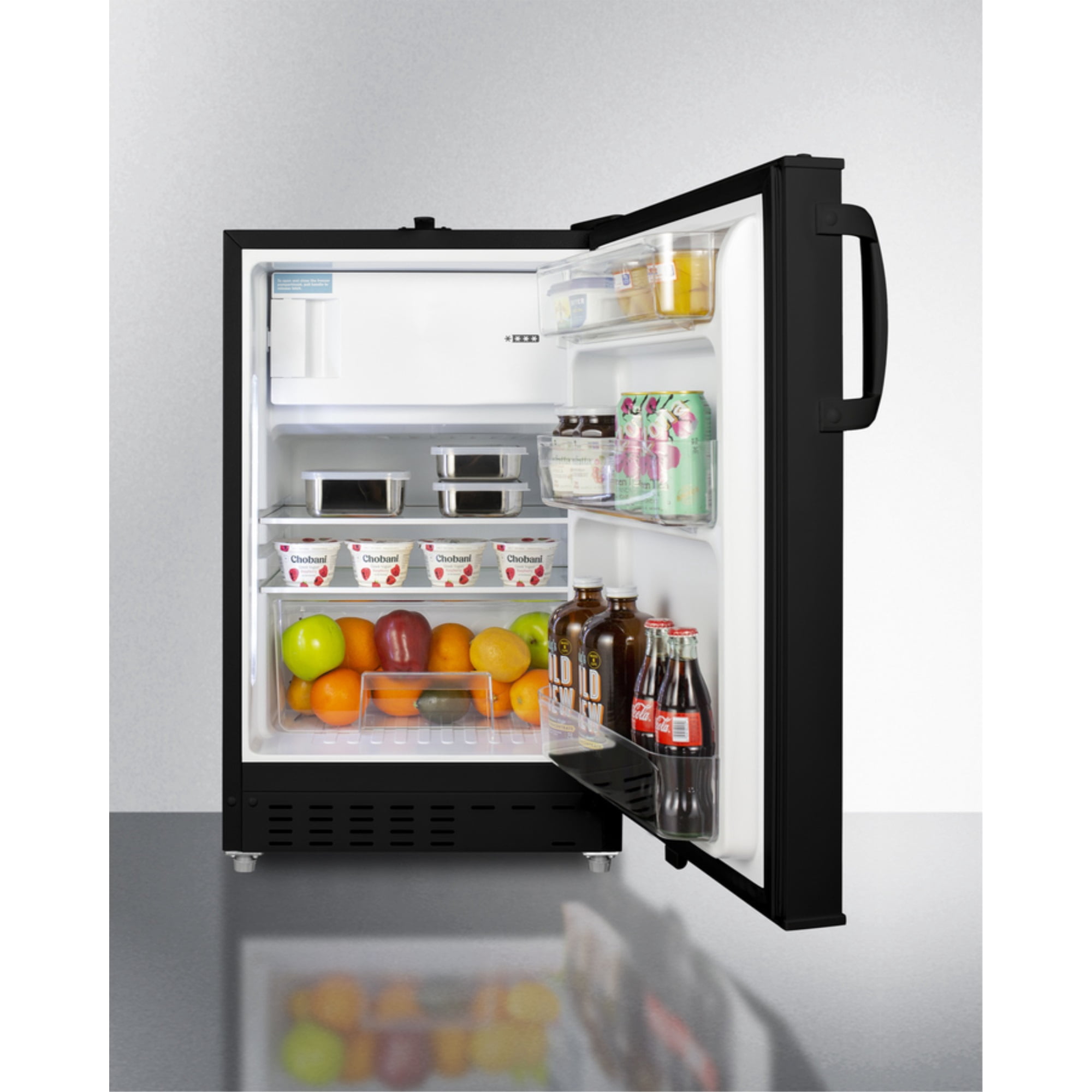 ADA compliant built-in or freestanding 20" wide refrigerator-freezer for residential use with lock