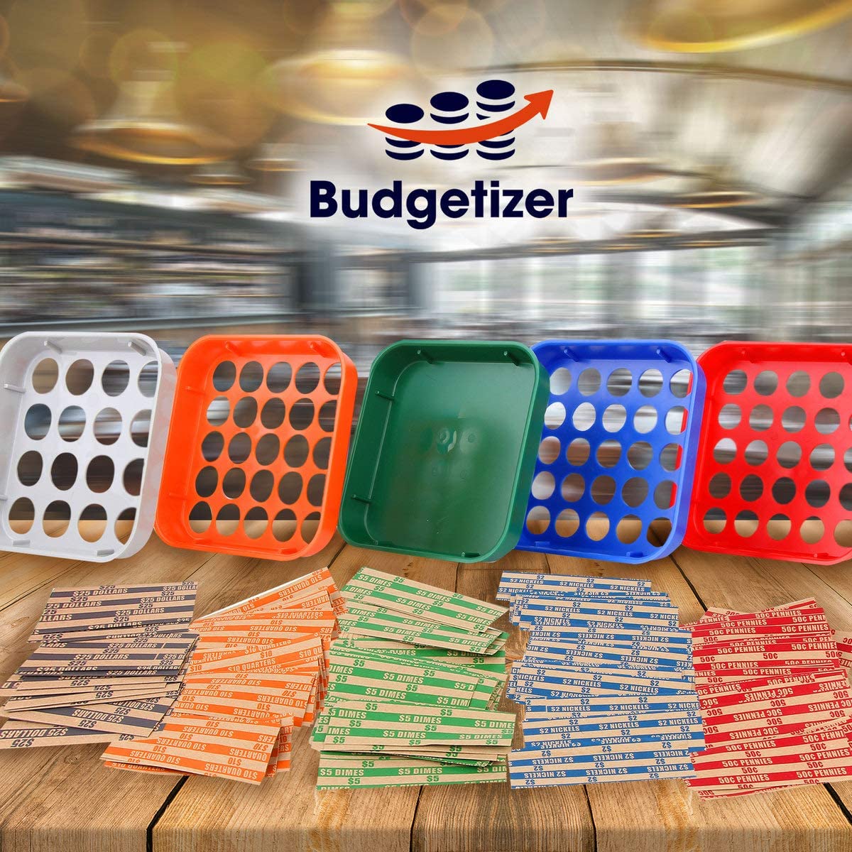 Coin Counters Tubes & Coin Sorters Tray‚ 5 ColorCoded Coin Sorting