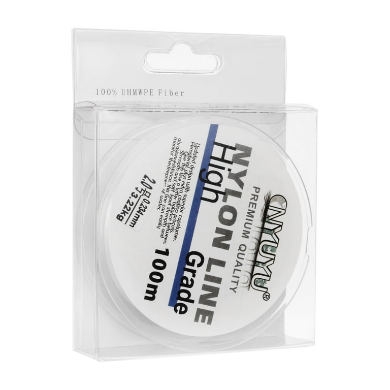 Uxcell 328ft 7lb 2.0#Fluorocarbon Coated Monofilament Nylon Fishing Line String Wire Clear, Size: 100m x 0.23mm