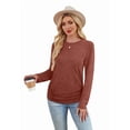 thumbnail image 2 of Ronuti Womens Sweaters Long Sleeve Shirts Fall Fashion 2026 Trendy Tops Ruched Outfits Winter Clothing Red Shirts, 2 of 8