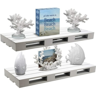 Sorbus Rustic Floating Pallet Shelves, Set of 2, Wall-Mount Storage, Gray