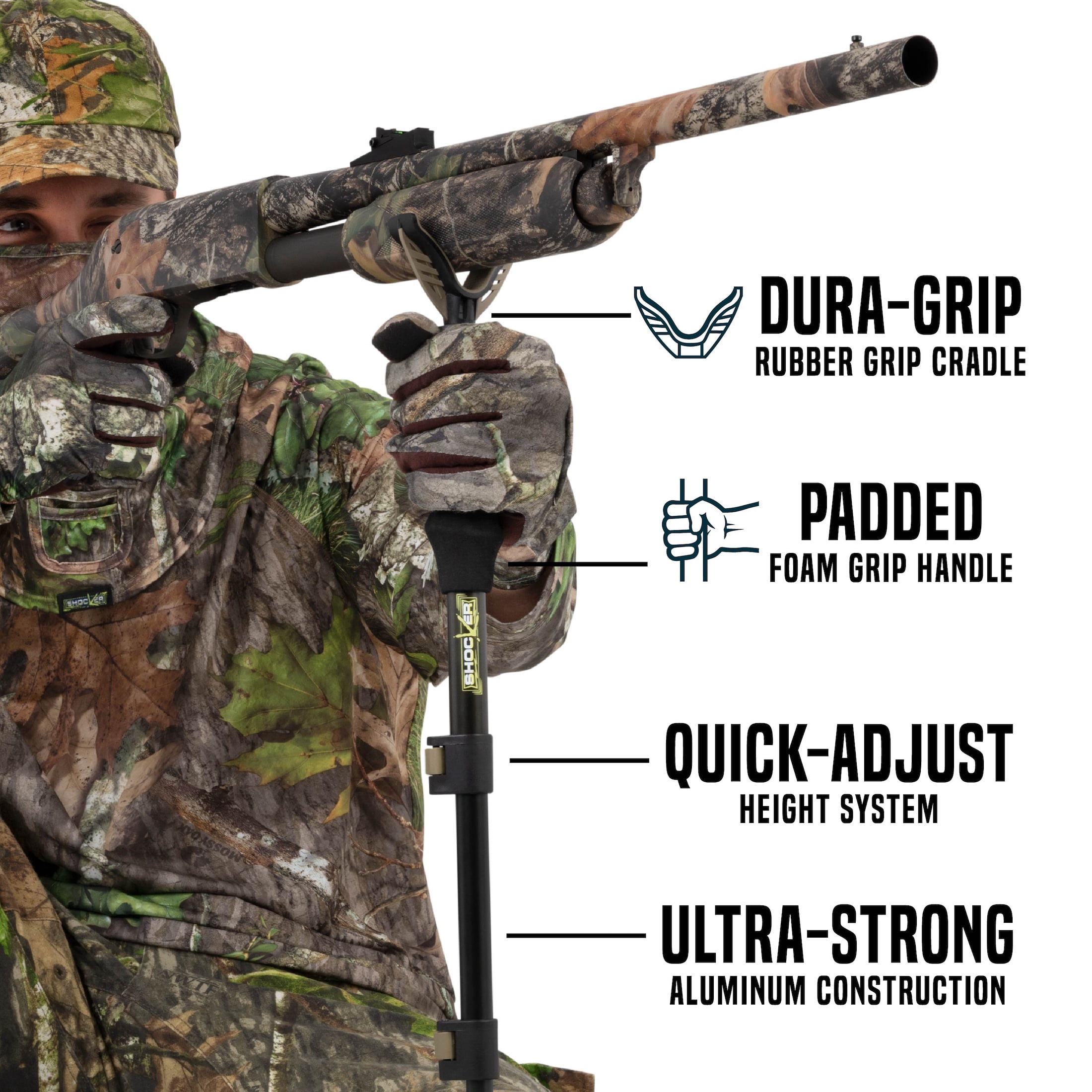 Allen Company Shocker Turkey Shooting Stick - Adjustable 14.5" to 34" Aluminum Monopod - Olive