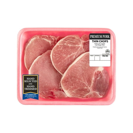 Pork Center Cut Loin Chops, Thin, Bone-In, 1.09 - 1.63 lb