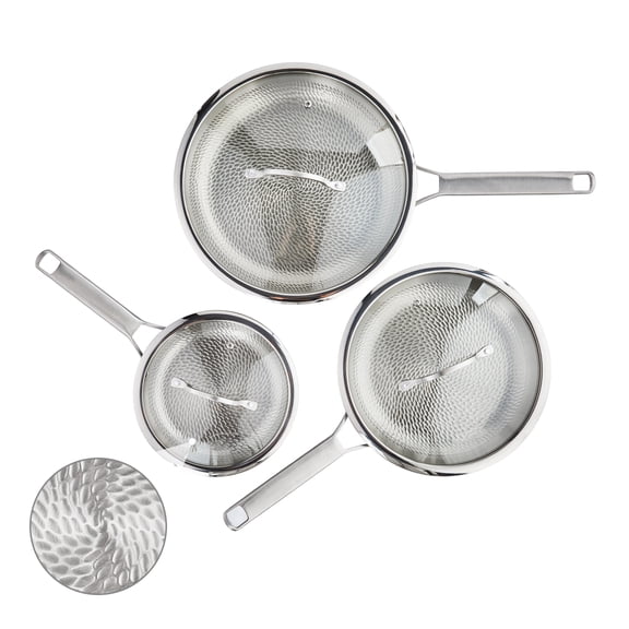 Ktaxon Pure Titanium Frying Pan Set Nonstick Tri Ply Skillet with Glass Lid Cookware 3 Piece 8 10 12 Inch