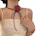 thumbnail image 1 of TQEHS Terciopelo ajustable hecho a mano negro flor moda retro elegante exquisito) N5Y5, 1 of 6