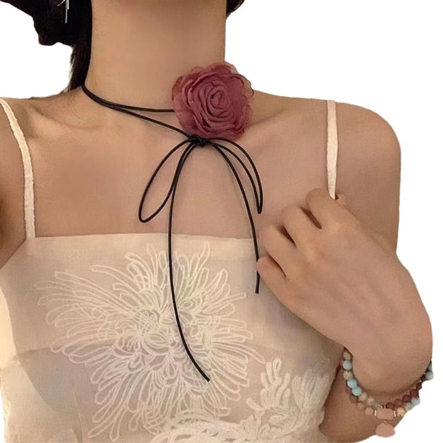 TQEHS Terciopelo ajustable hecho a mano negro flor moda retro elegante exquisito) N5Y5