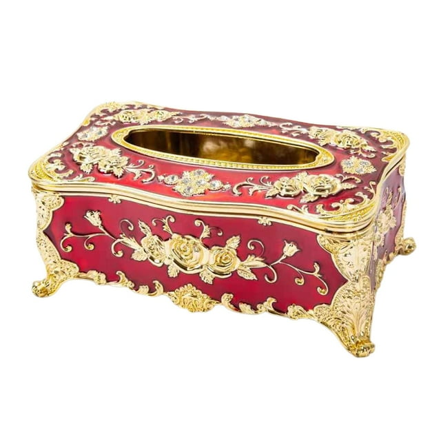 Pañuelos faciales decorativos cuadrados y rectangulares europeos creativos para baño A-rojo dorado