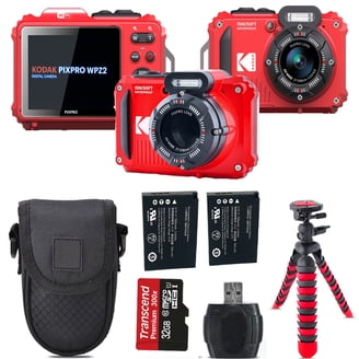 Kodak PIXPRO FZ55 Point & Shoot Digital Camera Bundle - Red, 64GB