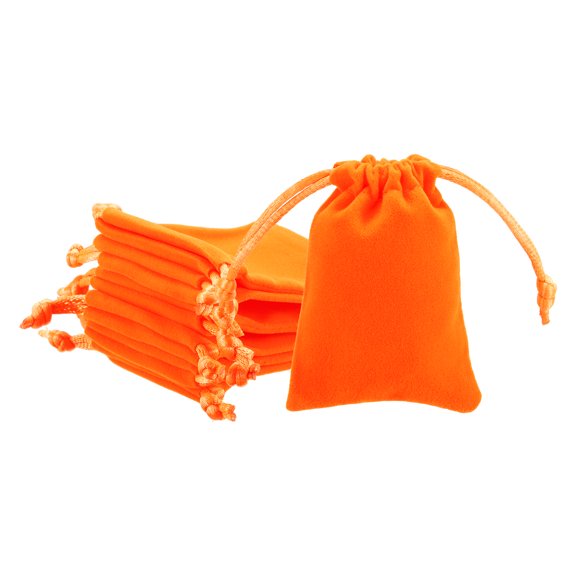 REGALWOVEN Velvet Gift Bag Drawstring Pouches for Jewelry, Wedding, Party, Christmas, Valentine's Day Orange 2x2.8 Inch