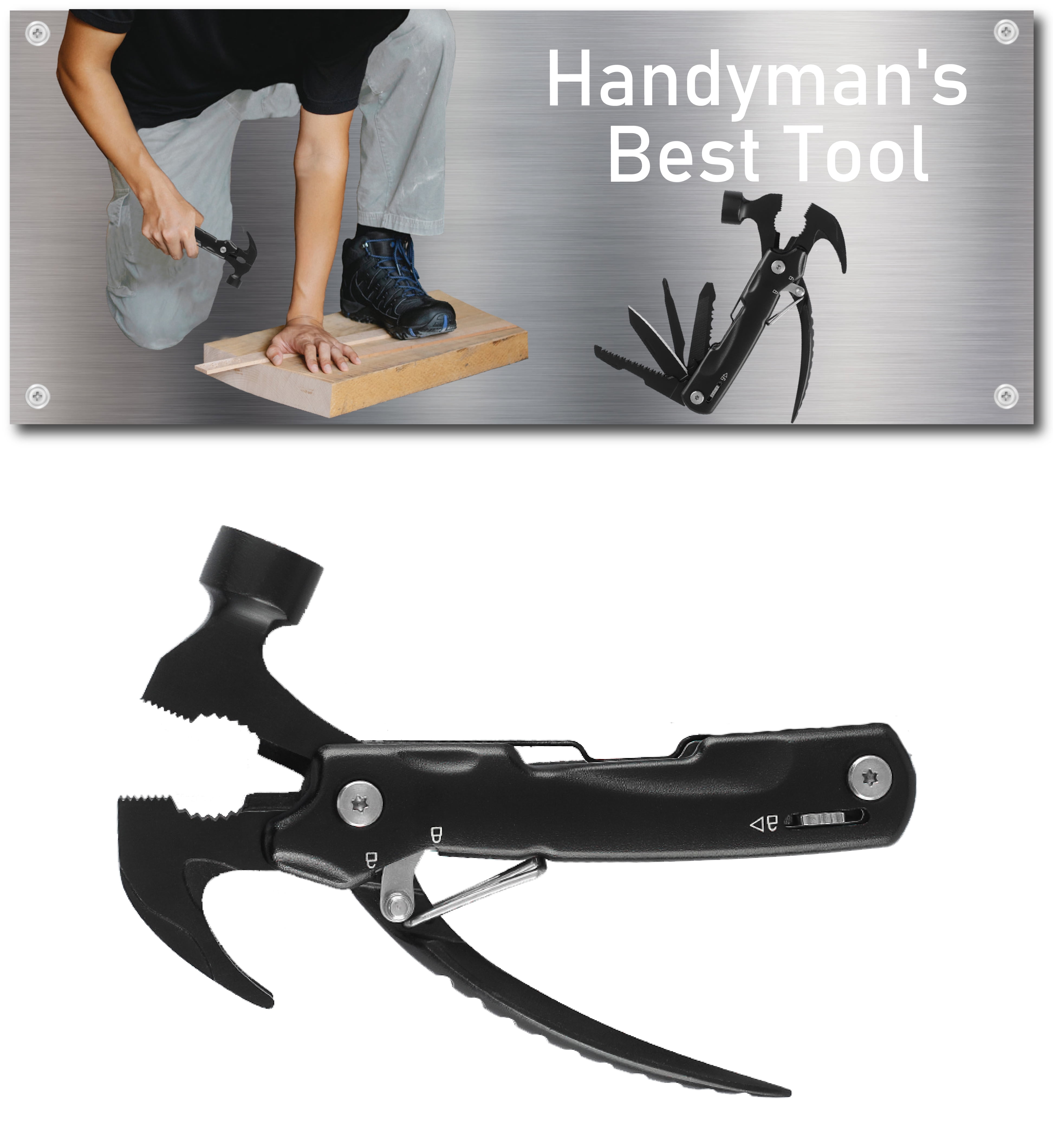 Ascent Handyman DIY Gift Tool Hammer Pliers 8 in 1 Multitool Gift Boxed, Handy Pocket Knife Screwdriver Saw For Camping Fishing Hiking Hunting - Gift Idea for Father, Men, Boyfriend, Women