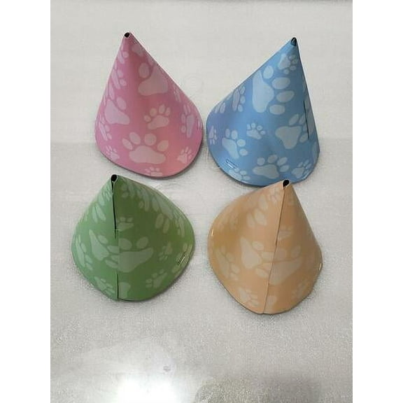 Pet Party Paw Print Assorted Color Party Hats (8ct)