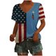 thumbnail image 4 of Tops Cortos para las Mujeres Día de la Independencia Patriótica Impreso Cuello en V, Manga Corta Top Casual para Diario, Fiesta Y Todas las Estaciones, 4 of 5