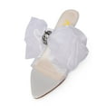 thumbnail image 4 of FSJ Women Sexy Cute Chiffon Pointed Open Toe Sandals Bow Slip On Stiletto High Heel Mules Daily Walking Party Dressy Shoes Size 8 Blue, 4 of 4