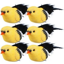 IDEANATEGRATE 6Pcs Yellow Foam Realistic Bird Figurines Clip On Ornaments For Home And Garden Decor 4.3x1.6x1.4in