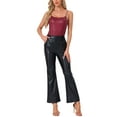 thumbnail image 2 of INSPIRAR CHIC Top sin mangas metálico brillante de fiesta holográfico para mujeres, ajuste ceñido, color rojo vino, talla XS, 2 of 6