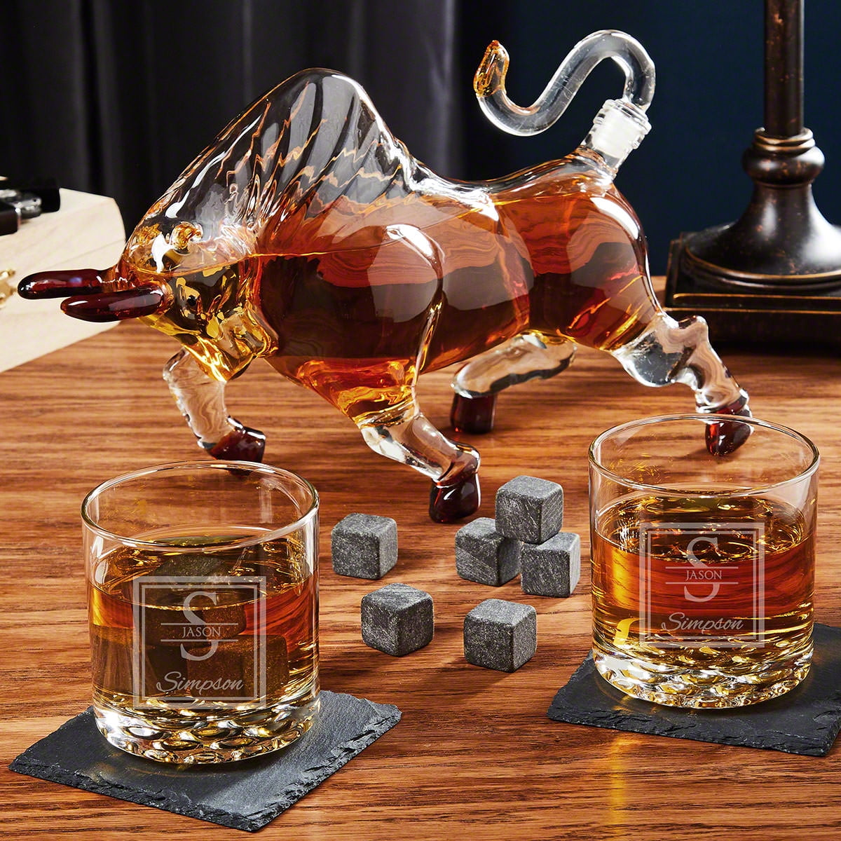 Stanford El Matador Bull Whiskey Decanter Set with Custom Buckman