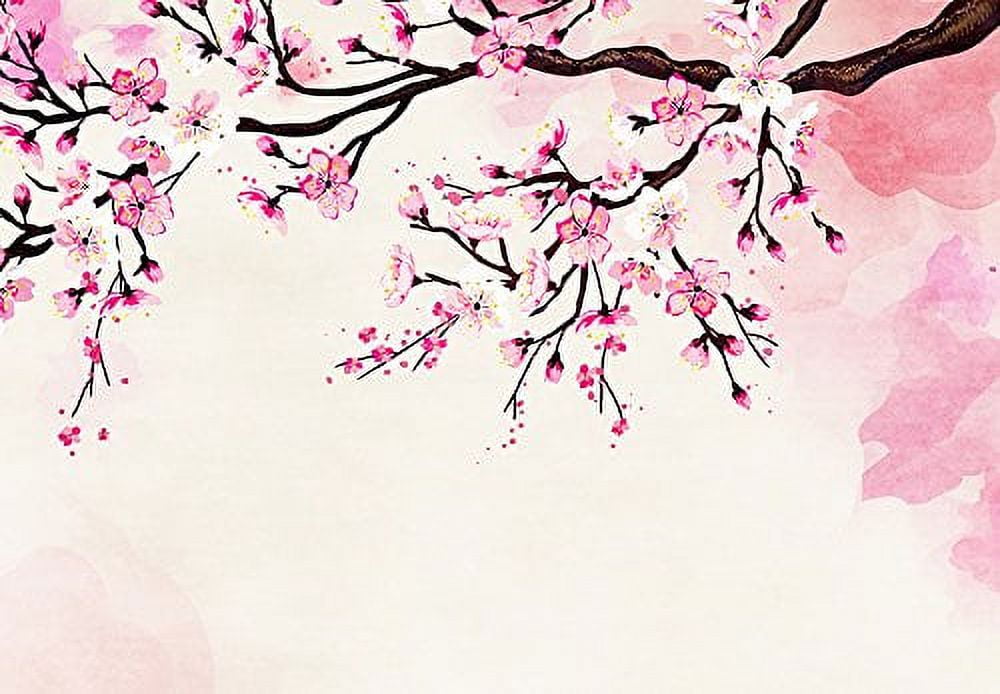 wall26 - Large Wall Mural - Watercolor Style Ink Painting Pink Cherry Blossom | Self-Adhesive Vinyl Wallpaper/Removable Modern Wall Decor - 100x144 inches