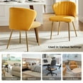 thumbnail image 3 of Modern Velvet Accent Chair Upholstered Small Vanity Chair Bedroom Living Room Mustard, 3 of 11
