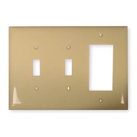 HUBBELL WIRING DEVICE-KELLEMS NPJ226I Rocker/2 Toggle Wall Plate,3 Gang,Ivory