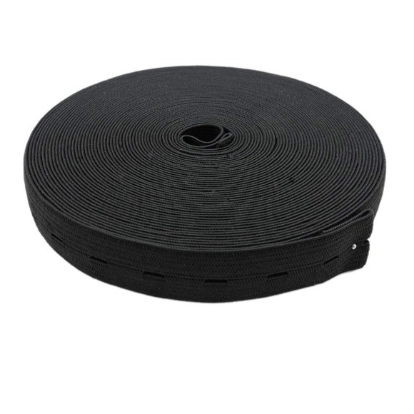 MYUREN 3/4 Inch by 32 Yard Black Buttonhole Elastic Band Heavy Stretch High Elasticity Knit Elastic Band