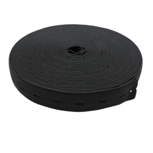 MYUREN 3/4 Inch by 32 Yard Black Buttonhole Elastic Band Heavy Stretch High Elasticity Knit Elastic Band