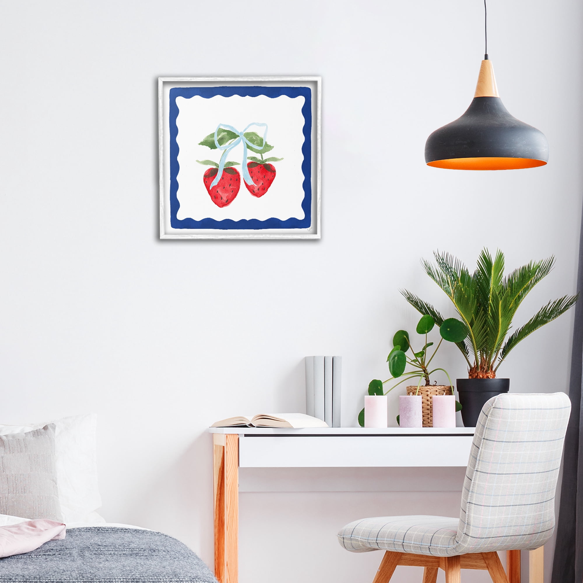Stupell Industries Summer Bordered Strawberries White Framed Giclee Art, design by Lucille Price