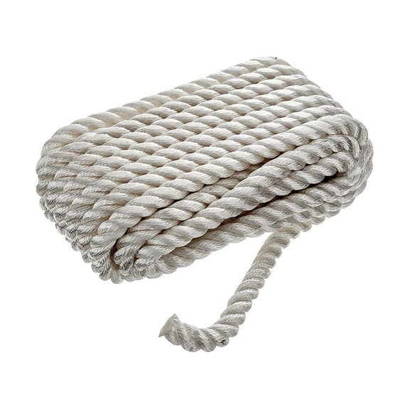 Seachoice 42621 High Quality Dock Rope for Boating - 3-Strand Twisted Nylon Line, ⅝-Inch x 35 Feet, White