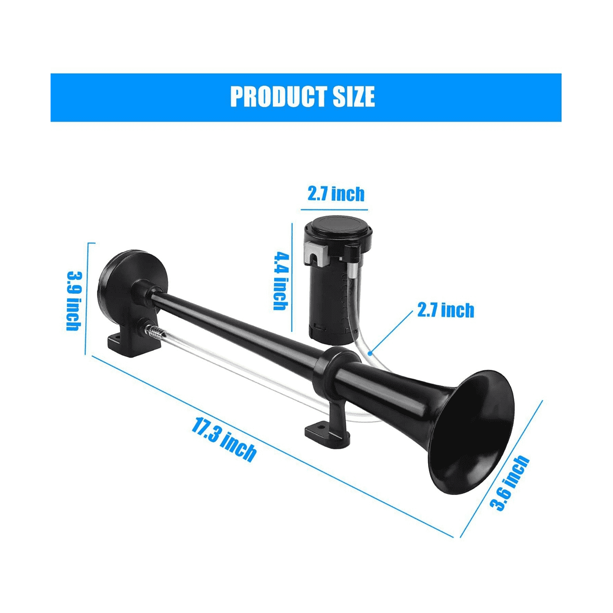 150Db 24V Train Horn for Truck, Single Trumpet Truck Air Horn, for 24V Vehicles Train Car Ship Boat Lorry, 17 Inch